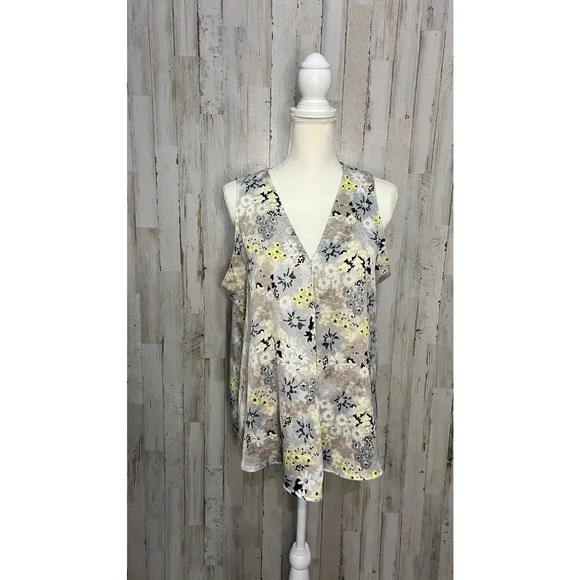 Calvin Klein Women's Floral‎ V-Neck Sleeveless Blouse Size XL Multicolor - Picture 2 of 6